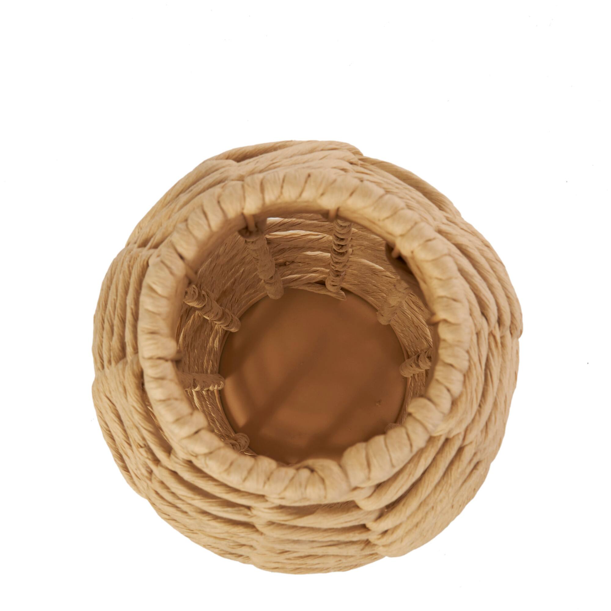 16.25" Natural Brown Chevron Weave Jute Vase